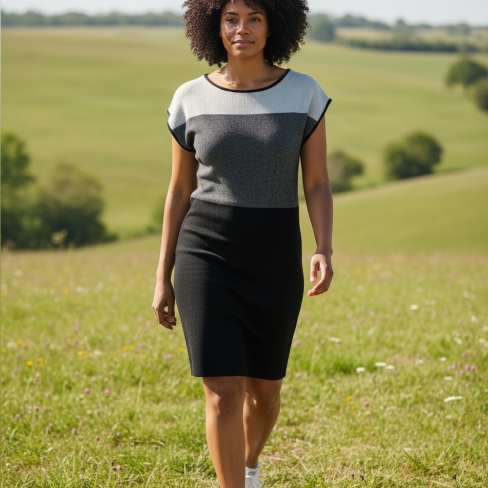 Dynamite Black and Gray Asymmetrical Dress - Picture 1 of 5